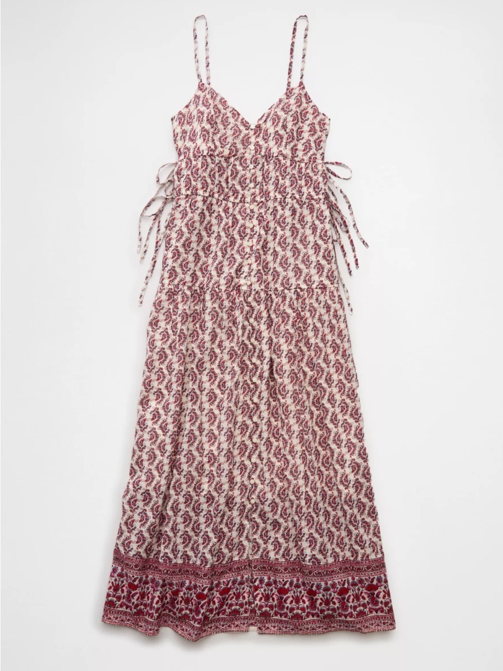 Boho Red paisley and cream American eagle maxi layered dress